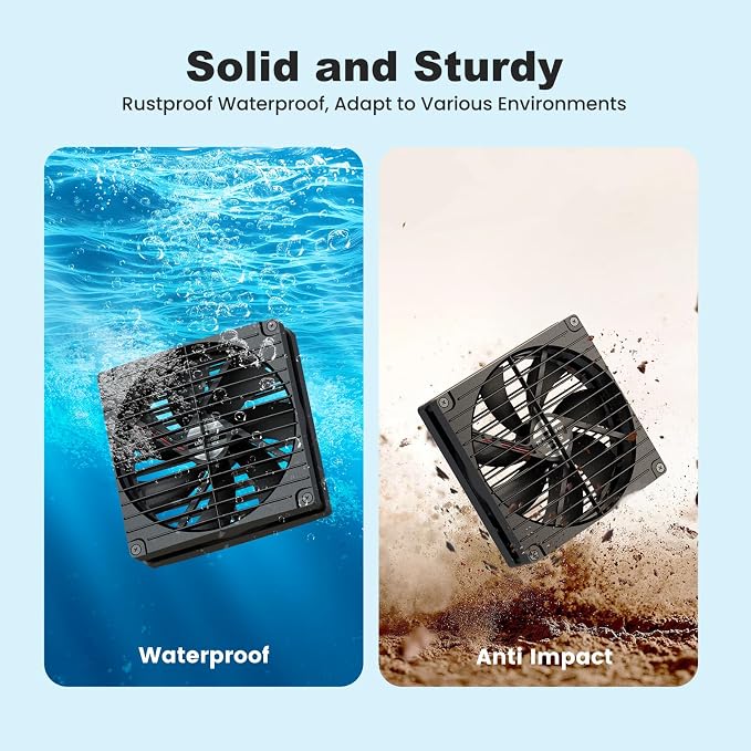 7.5" Solar Fan, Solar Powered Fans for Outside Chicken Coop & Greenhouse, Solar Exhaust or Intake Fans Outdoor Waterproof, for Doghouse Shed Air Circulation Ventilation Cooling, No Battery