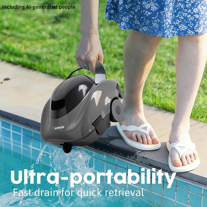 Robotic Pool Cleaner, Cordless Pool Vacuum with 18.5 GPM Powerful Suction,120-Min Runtime, Self-Parking, Pool Vacuum for Above-Ground & Flat Pools to 860 sq.ft，Gray