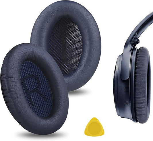 Geekria Replacement Ear Pads for Bose New QuietComfort, QC 45/ 35II/ 35IIGaming/35/25/ 15/ SE, AE 2/2i/2w, SoundTrue, SoundLinkAE2 Headphones, Ear Cushions with Video Guide (Midnight Blue)
