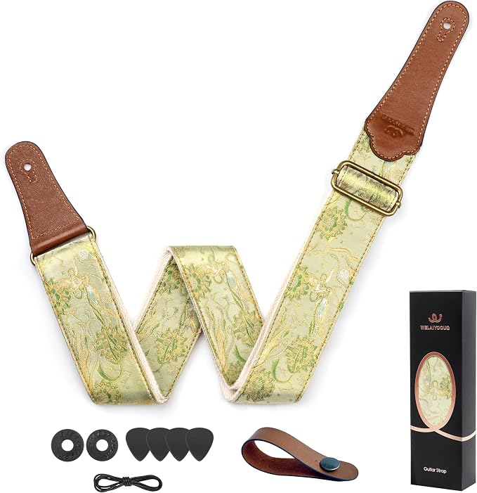 Guitar Strap, embroidery Jacquard Adjustable Guitar Straps for Acoustic/Bass/Electric Guitar, Includes Guitar Pick, Strap Button and Strap Lock, Constellation Gift (Virgo)