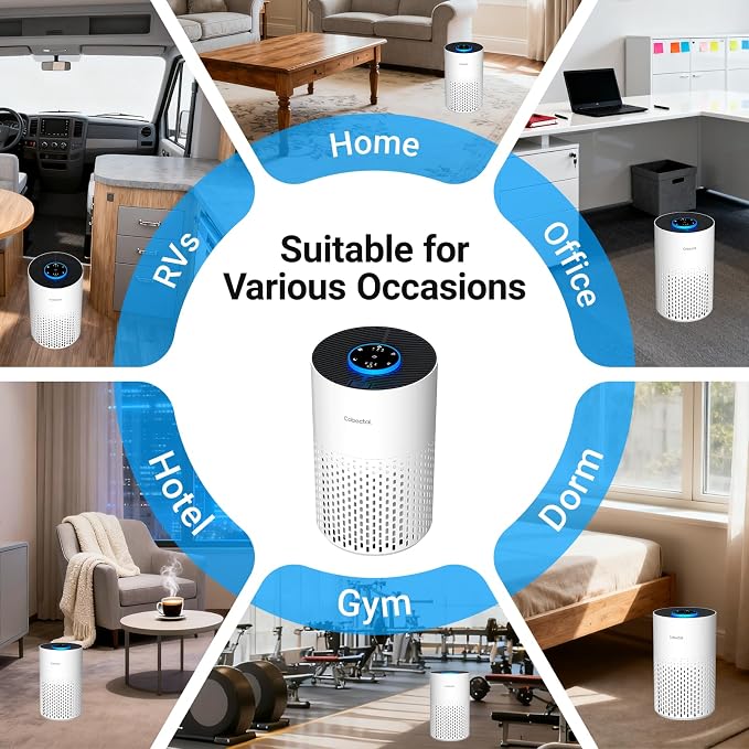 Air Purifiers for Bedroom Home, Cobectal Air Cleaner with HEPA 3-in-1 Filter for Room up to 1050 ft², Aroma Function, Sleep Mode, Portable Air Purifiers for Office, Dorm, RVs, White