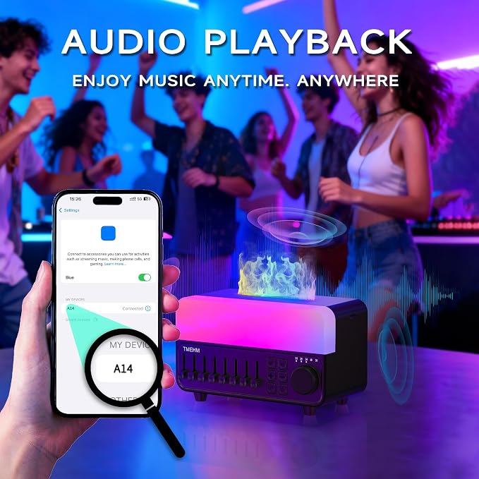 TMEHM 4-in-1 Sleep Sound Machine with White Noise & 8 Nature Sounds, Bluetooth Speaker, Night Light & Aroma Diffuser with Timer for Baby, Kids and Adults (Matte Black)