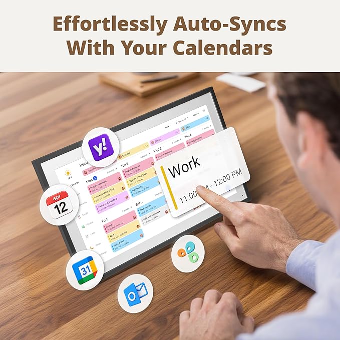 Dragon Touch 15.6" Digital Calendar Chore Chart – 1080P Full HD Interactive Touchscreen, Smart Family Planner, Hearth Display Digital Calendar Wall & Desk Mountable for Seamless Scheduling Black