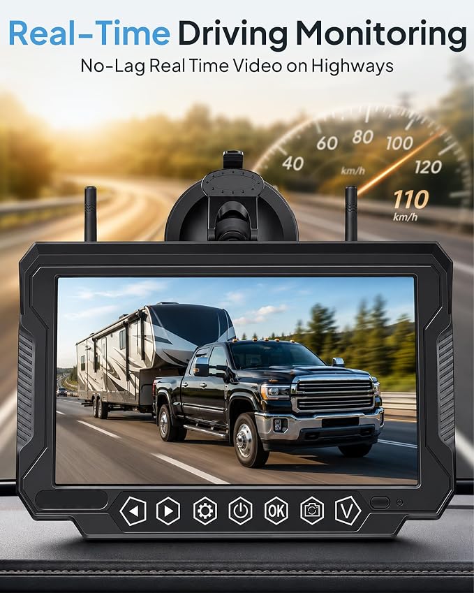 RV Backup Camera Wireless 7-inch for Furrion: Touchkey 4-Channel with Recording 1080P HD RV Rear View Camera Night Vision Waterproof Easy Install for Trailers, Boats, Fifth Wheels