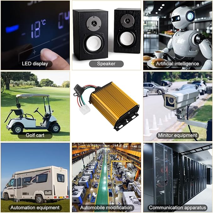 12V 30A 360W DC-DC 96V 84V 72V 60V 48V 36V to 12V high-Power Converter Voltage Reducer, Suitable for Golf carts, LED Lights, and 12V Equipment(36V-96V)