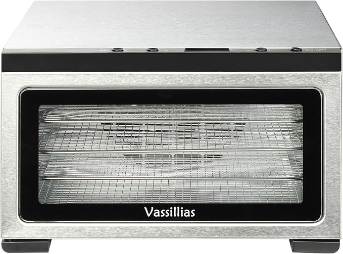 Food Dehydrator Machine - 5 Stainless Steel Trays, Digital Adjustable Timer, 400W, 176°F, Temperature Control, Mini Dryer for Jerky, Herb, Meat, Beef, Fruit and Dog Treats, Model 2015YJ, Silver