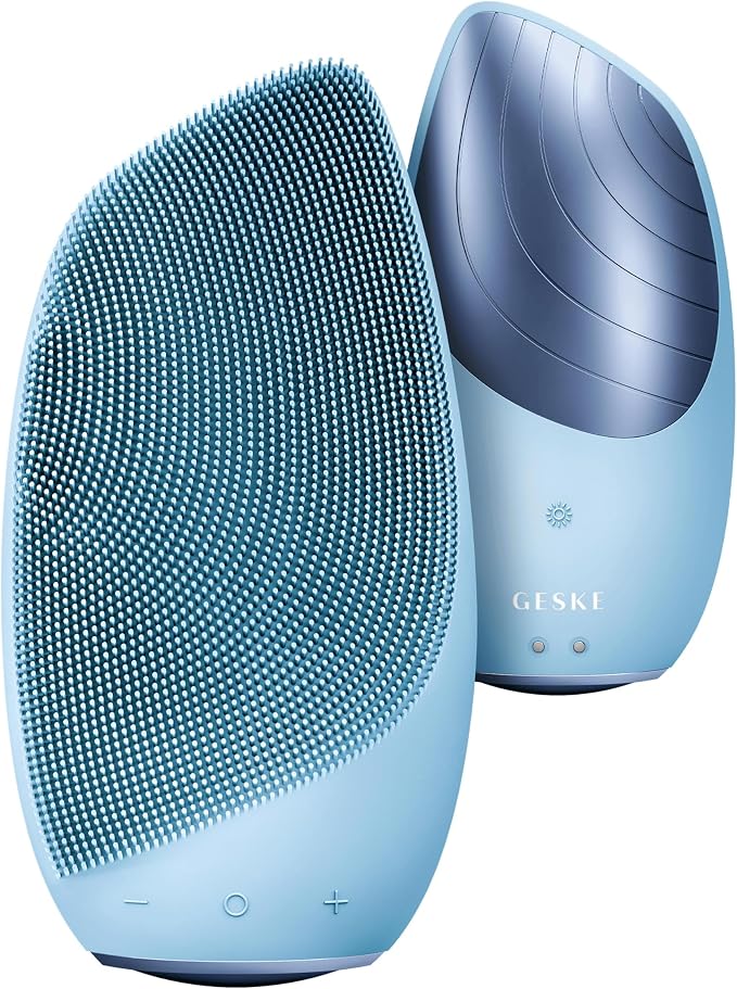 GESKE SmartAppGuided Sonic Thermo Facial Brush | 6 in 1 | Skin Cleansing | Cleansing Brush with Thermal Function | Electric Facial Massager