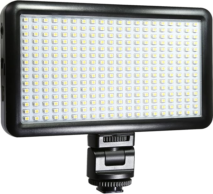 Vidpro LED-300 Photo and Video Light Kit - On Camera Panel LED Light - Adjustable and Dimmable Light Fits Cameras Video Camcorders and DLSR w/Hot Shoe Includes Rechargeable Battery Diffuser and More