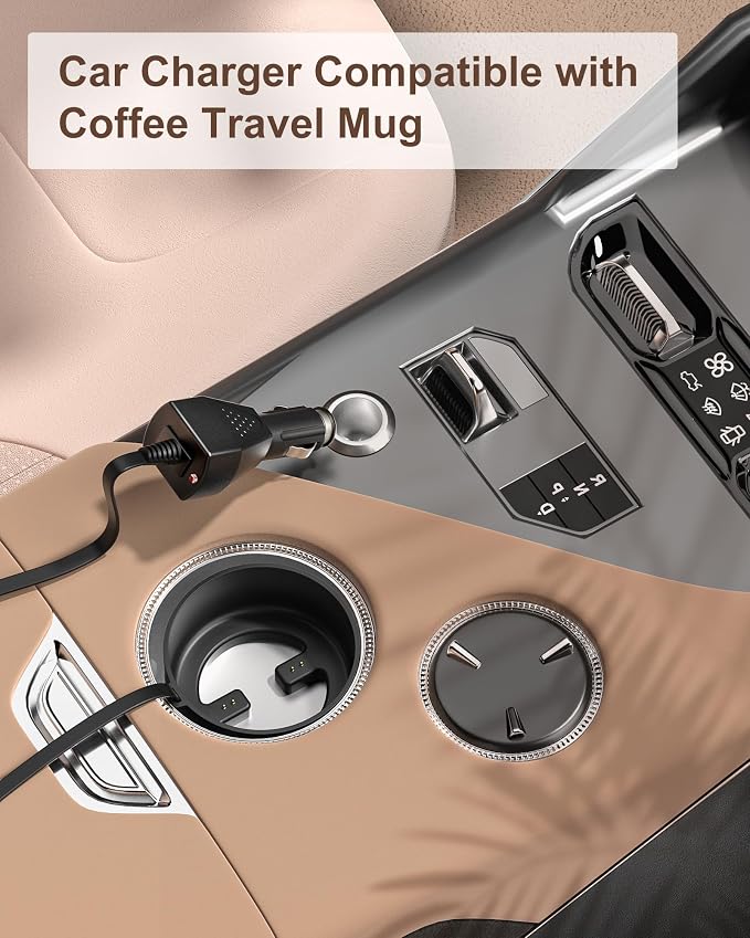 Car Charger Compatible with E M BER Travel Mug 2+, Charging Coaster Compatible with 12 OZ Temperature Control Smart Travel Mug Stainless Steel