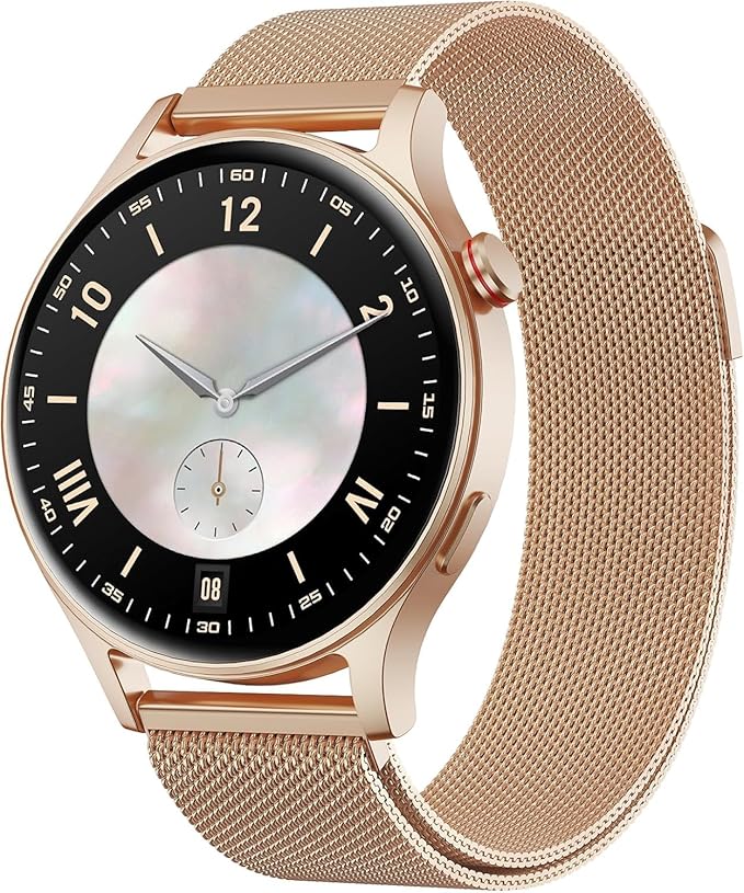 Fitpolo Smart Watch for Women,1.3" AMOLED Touchscreen Fitness Tracker, Make/Answer Calls, Heart Rate SpO2 Monitor,IP68 Waterproof,Sleep Activity Tracking Smartwatch for Android Phones iPhone (Bronze)