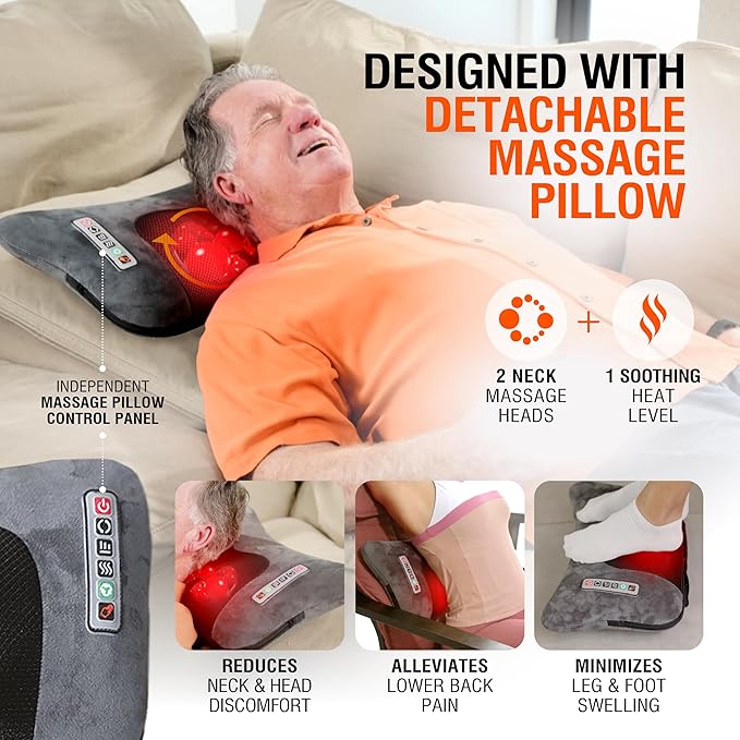 Powermat Full Body Massage Mat with Heat - Shiatsu Back Massager Pad for Bed, Chair & Recliner - Electric Vibrating Heating Pad - Whole Body Massager Mat for Pain Relief - Massage Mattress by Powerfit