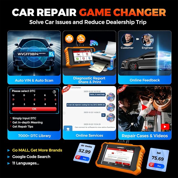 LAUNCH Creader Elite V3.0 for Land Rover Jaguar OBD2 Scanner, Bi-Directional Full Systems Diagnostic Scan Tool, All Reset Services, Active Test, CAN-FD & DOIP, Height Calibration, Lifetime Free Update