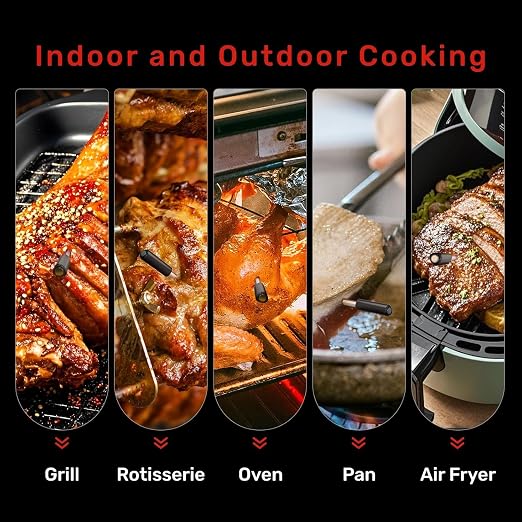 WiFi Wireless Bluetooth Meat Thermometer Digital, Smart AI Powered Cooking Thermomer with APP Control, IP67 Waterproof Meat Probe for BBQ, Oven, Grill, Smoker (Pro)