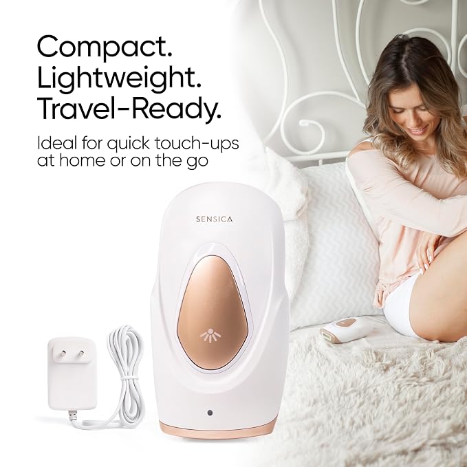Sensica IPL Hair Removal Device – IPL030 Sensilight MINI, At-Home Plug-In for Women & Men, 3 Energy Levels, Built-In Safety Sensors, Precision Window for Face & Body, Compact Travel-Friendly