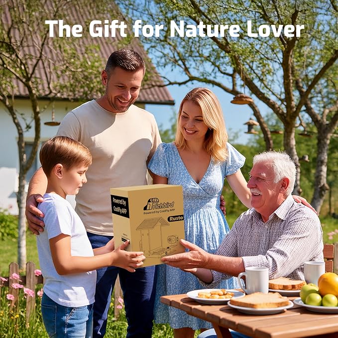 Smart Bird Feeder Camera with Vivid 2.5K Color Night Vision, Free AI Bird Identifier, Durable Squirrel-Resistant Metal Body, Solar Powered, Outdoor Gift for Mom Dad Birds Lovers