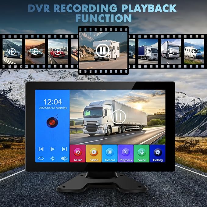 4 Channel Backup Camera Dash Cam 10.1" 1080p IP69 Waterproof DVR Recording Playback rv Camera System Music Video Player for Trucks Semis RVs Trailers Vans SUVs Carsn