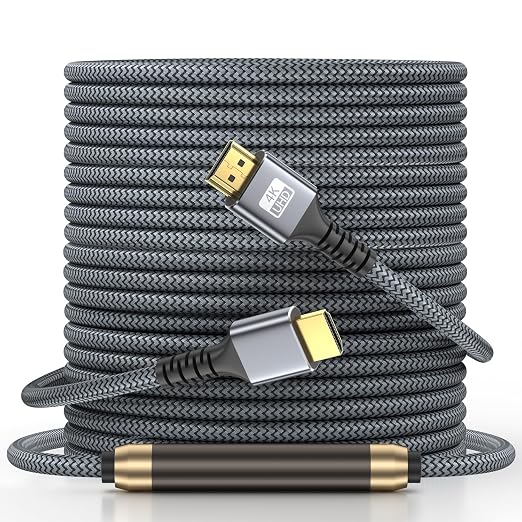 4k Hdmi Cable 85ft Ultra High Speed HDMI 2.0 Cable 4K@60HZ 3D ARC Gold Plated Connector Ethernet Audio Video Return HDMI Cord for UHD TV Monitor Laptop Xbox PS4/PS5 Roku TV ect.(Silvery)