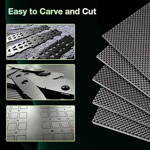 400x500x6mm 100% 3K Carbon Fiber Sheet, Glossy Plain Weave Carbon Fiber Panel, Real Carbon Fiber Board for DIY, Car Models, RC Drones, Wallets, Repair Projects
