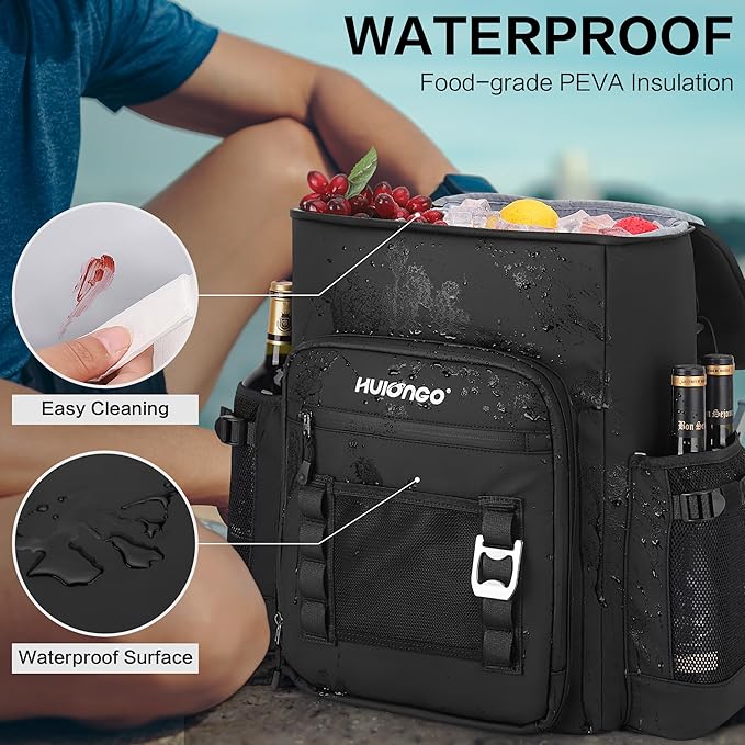 Hulongo Cooler Backpack, 30L Insulated Leakproof Soft Cooler Bag for 52 Cans, Lightweight Backpack for Beach, Picnic, Camping, Hiking, Fishing and Travel