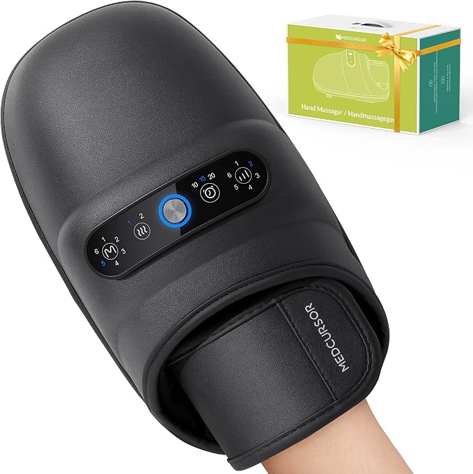Medcursor Hand Massager, 2026 Upgraded, Hand Massager with Heat and Compression for Carpal Tunnel and Stiff Joints, Pain Relief from Wrist to Palm and Finger, Gifts for Women Men (Rechargeable)