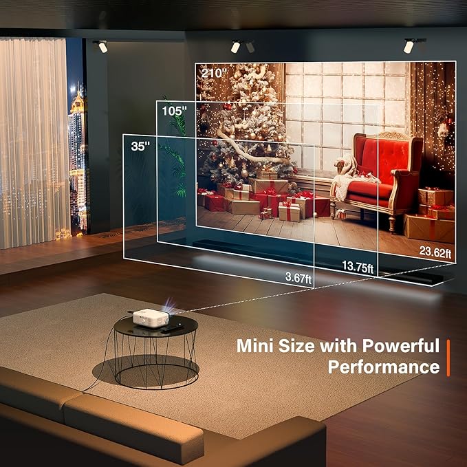 Mini Projector, VOPLLS 1080P Full HD Supported Video Projector, Portable Outdoor Home Theater Movie Projector, 50% Zoom, Compatible with HDMI, USB, AV, Smartphone/Tablet/Laptop/PC/TV Box