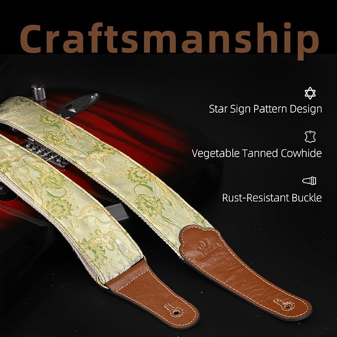 Guitar Strap, embroidery Jacquard Adjustable Guitar Straps for Acoustic/Bass/Electric Guitar, Includes Guitar Pick, Strap Button and Strap Lock, Constellation Gift (Virgo)