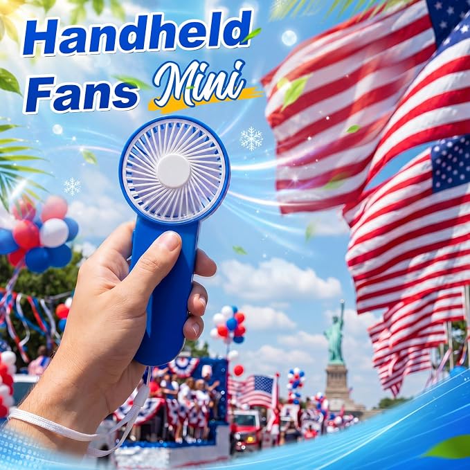 Sumind 12 Pcs Small Personal Portable Fan Mini Handheld Bulk 1 Speed Electric Cute Battery Powered for Neck Lash Makeup Women Men Travel Camping Indoor Outdoor Summer (Royal Blue)