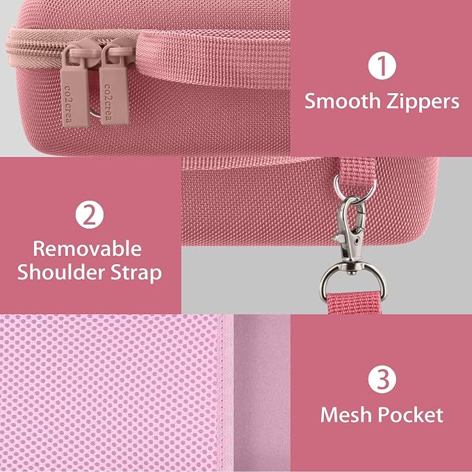 co2CREA Hard and Silicone Case Replacement for Bose New SoundLink Flex 2nd Gen Bluetooth Portable Speaker, with Carabiner and Shoulder Strap (Pink Case)