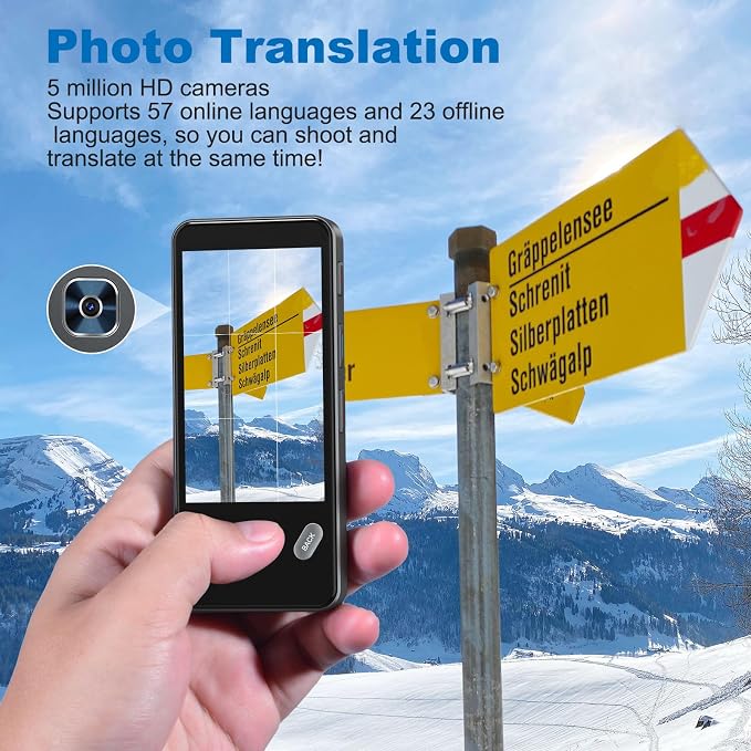 Language Translator Device No WiFi Needed, Instant Two-Way Translator Device for All Languages, 139+ Languages High Accuracy Real-Time Translation Device with Online Offline Photo for Travel, Business