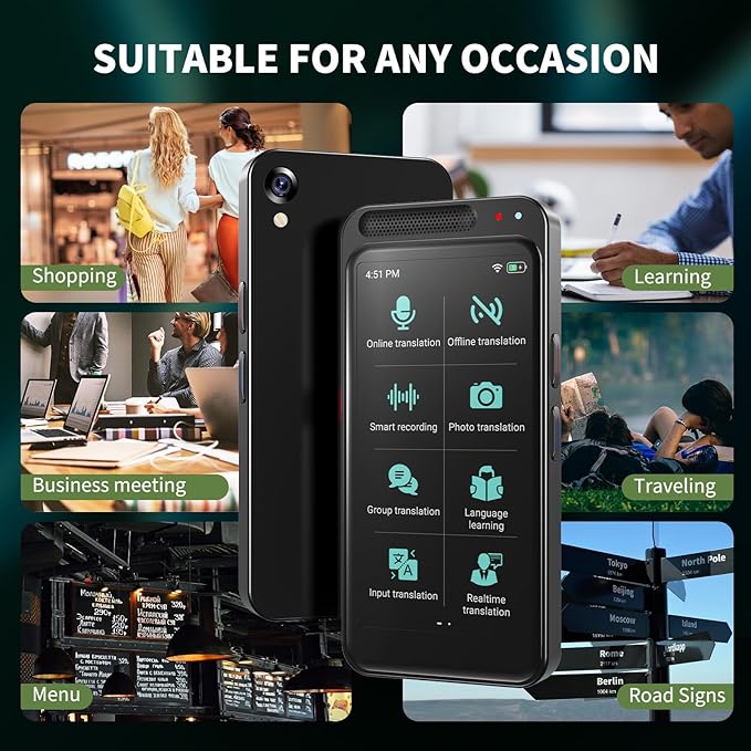 Language Translator Device No WiFi Needed, VORMOR Upgraded AI Translator Two Way Real Time Voice Translation with 150+ Languages Offline&Recording&Photo＆Text Translation for Business Learning Travel