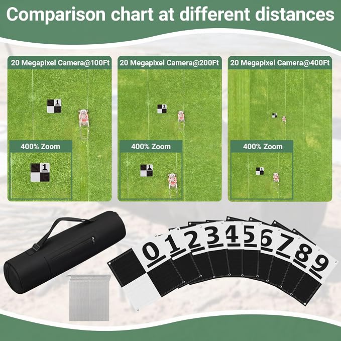 10 Pcs Drone Ground Control Point GCP, 50 Pcs Metal Fixing Stakes with Storage Bag, UAV Aerial Target for Mapping & Surveying, Black/White Markers(Grid Numbered Plaid)