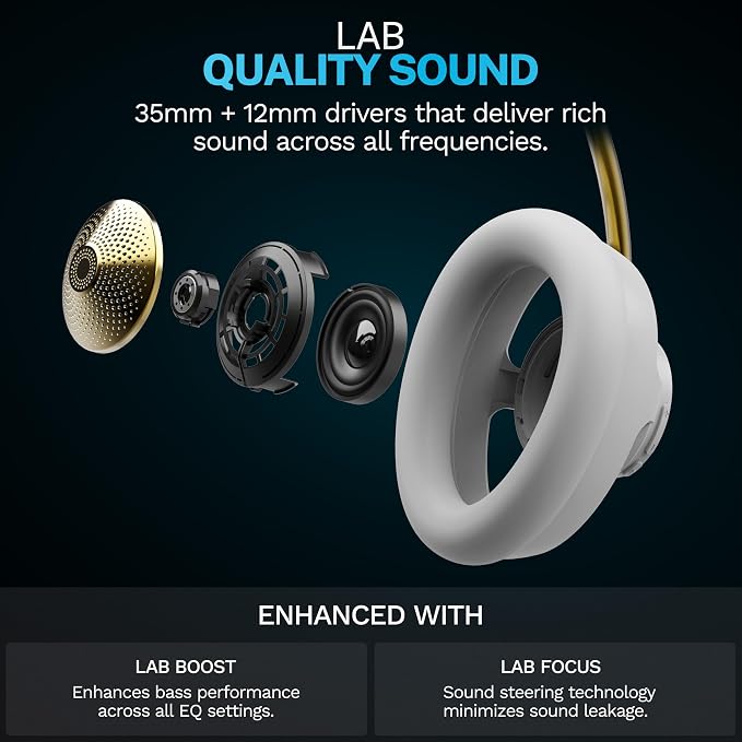 JLab JBuds Open Wireless Headphones – Open-Ear, Comfortable All-Day Fit, 24+ Hour Playtime, Immersive Sound, Bluetooth Headphones with App Control, White