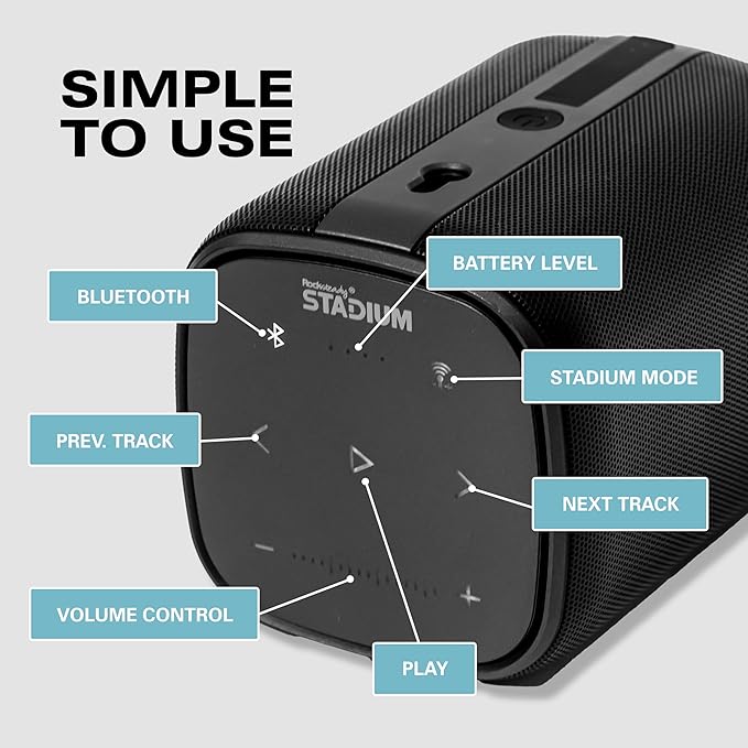 Rocksteady Stadium Speakers: Immersive, connectible, and up to 150 ft of Range. Up to 30 Hours of Battery Life. (1)