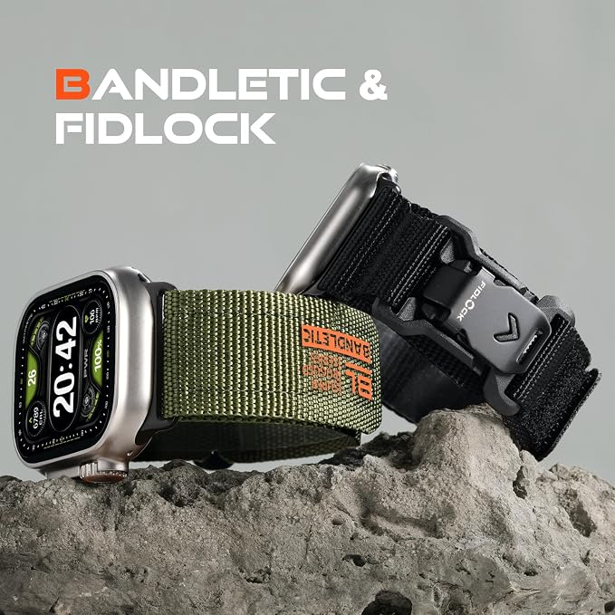 Bandletic Compatible with Apple Watch Bands 44mm - for Men, Soft Nylon Strap with Magnetic Fidlock V-Buckle for iWatch 49mm(Ultra 3/2/1),46mm(11/10),45mm(9/8/7),44mm(SE3/SE2/SE/6/5/4),42mm(3/2/1)