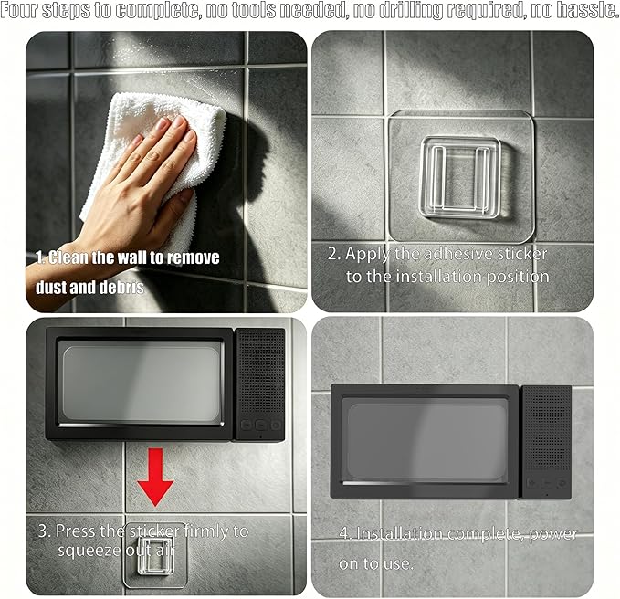 Shower Phone Holder with Wireless Bluetooth Speaker for iPhone,2026 New Waterproof 480° Rotation Adjustable Shower Phone Case Accessories, Wall Phones Mount Stand Speakers for Bathroom Mirror