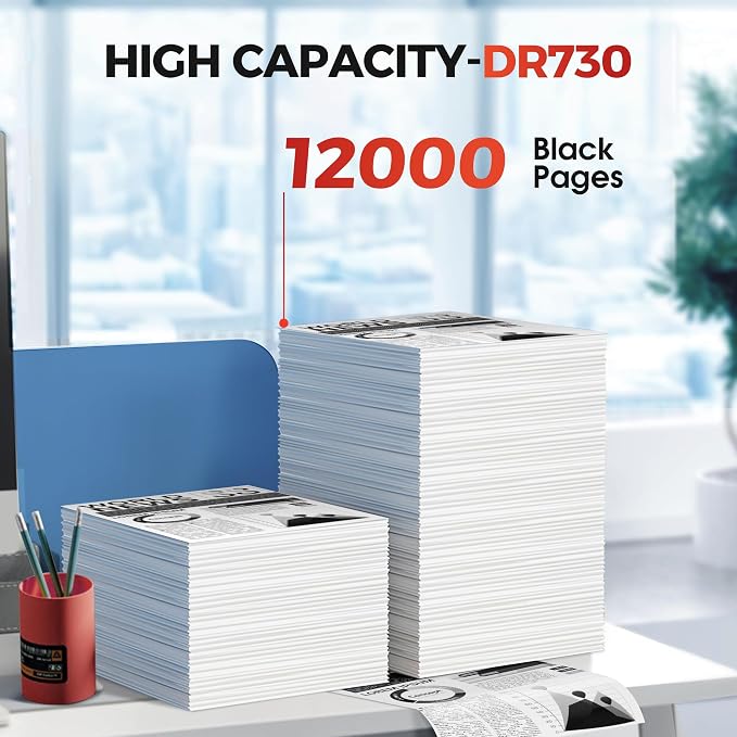 Compatible DR730 (Not Toner) Replacement for Brother Drum DR730 DR-730 Compatible with MFC-L2750DW HL-L2370DW MFC-L2710DW HL-L2350DW DCP-L2550DW Printer (2 Pack, Black)