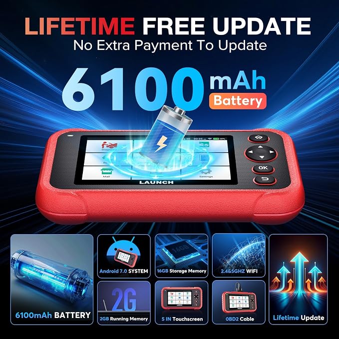LAUNCH CRP123E Plus OBD2 Scanner, All System Car Diagnostic Scan Tool with Oil Reset, SAS Calibration, Throttle Adaptation,Support FCA,Lifetime Free Update