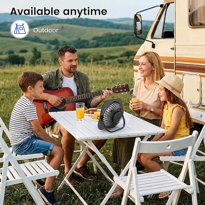 Electactic Desktop Fan with LED Night Light, 3 Adjustable Wind Speeds, Foldable & Adjustable Angle, USB Powered Ultra Quiet Personal Fan, Compact ABS Portable Cooling Fan for Home Office Bedroom Desk