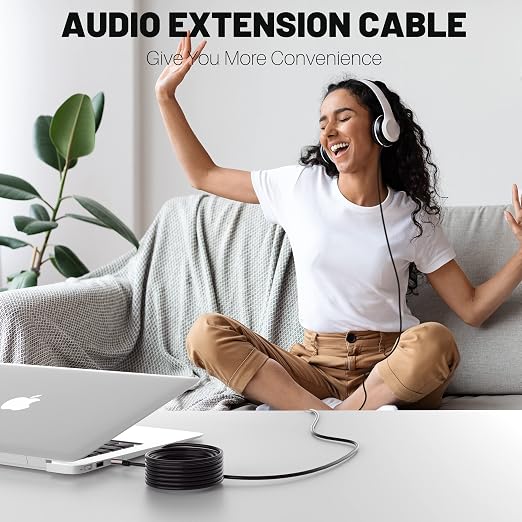 Kxable 3.5mm Aux Cable 75 Feet, Long Male to Male Auxiliary Audio Cord, Preminun Gold Plated Compatible with Headphones, iPods, iPads, iPhones, Home/Car Stereos with 5 Cable Ties