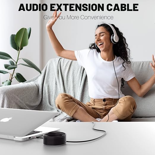 Kxable 3.5mm Aux Cable 150 Feet, Long Male to Male Auxiliary Audio Cord, Preminun Gold Plated Compatible with Headphones, iPods, iPads, iPhones, Home/Car Stereos with 5 Cable Ties
