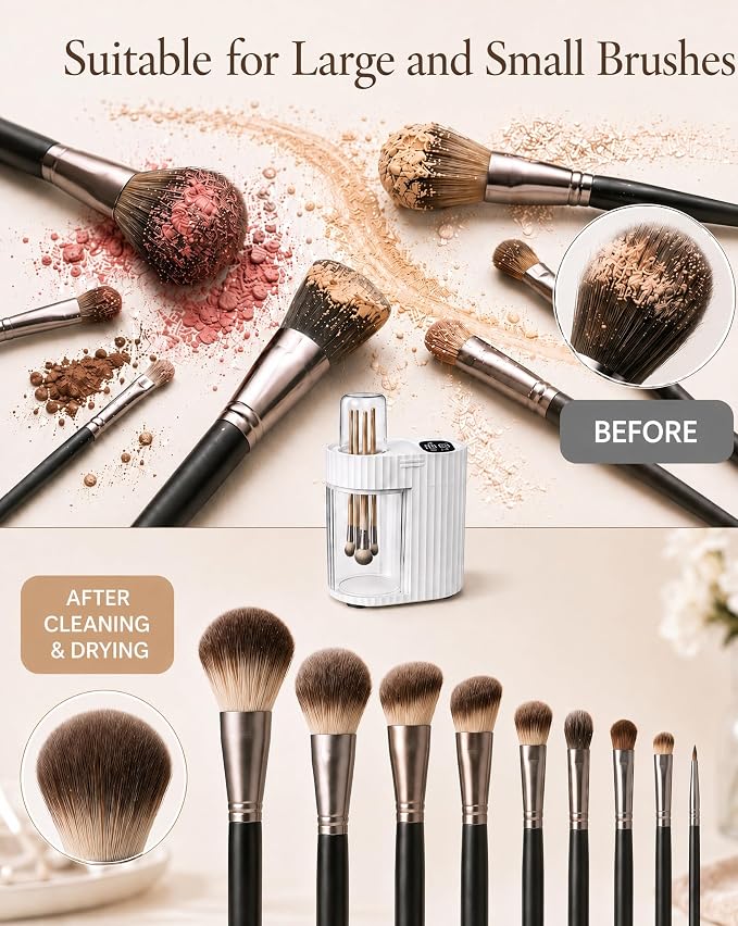 3 IN 1 Electric Makeup Brush Cleaner & Dryer, Automatic USB Deep Cleaning Machine, Portable Quick Clean & Dry [No Need to Remove Makeup Brushes], Fits Most Brush Sizes