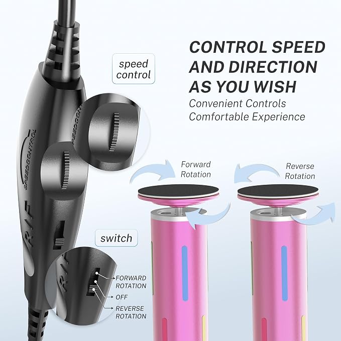 Electric Foot Callus Remover, Painless 2-in-1 Electric Foot Filer - 80 Discs, Adjustable Speed, Professional Pedicure Tool for Dry Cracked Heels, Home Spa & Salon (Pink)