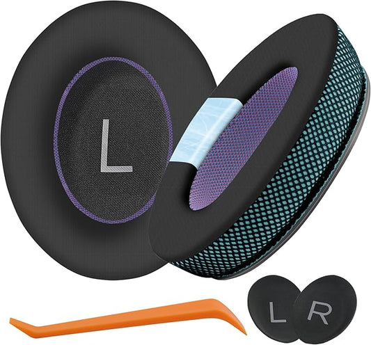 Upgraded Cooling Gel Ear Pads Replacement for Bose QC25/QC35/QC45/AE2/AE2i/AE2w Headphones, Noise Cancelling, High-Density Memory Foam, Extra Thick and coolerIce Silk Fabric - Black/Green