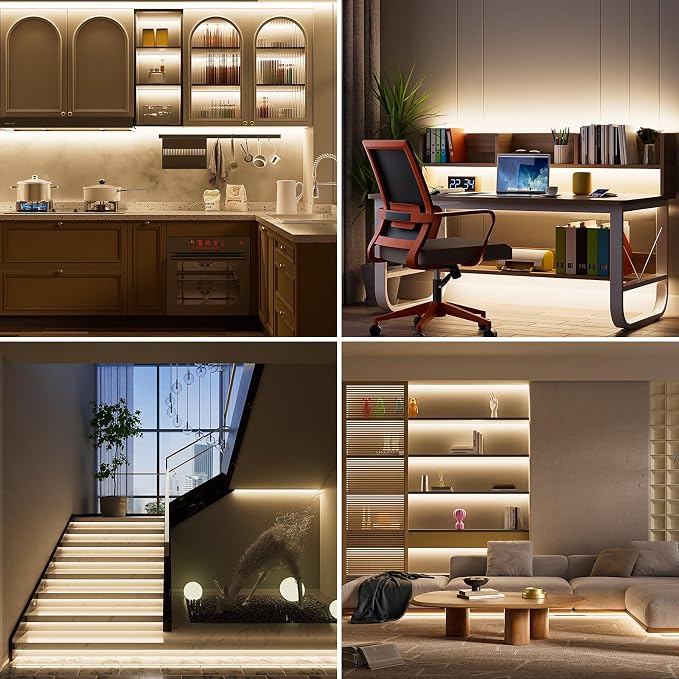 PAUTIX COB LED Strip Light 4000K,32.8ft/10m Dimmable DC24V Natural White LED Strip Lights,CRI93+ Super Bright High Lumen Tape Lights Kit,Work with Alexa/Google Assistant for Home&Office DIY Lighting