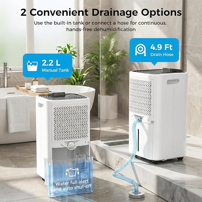 4000 Sq.Ft Dehumidifier for Basement with Drain Hose, Trazico 45 Pint Dehumidifiers for Home or Garage, Smart Humidity Control, Auto Defrost, 24H Timer, Ideal for Large Rooms