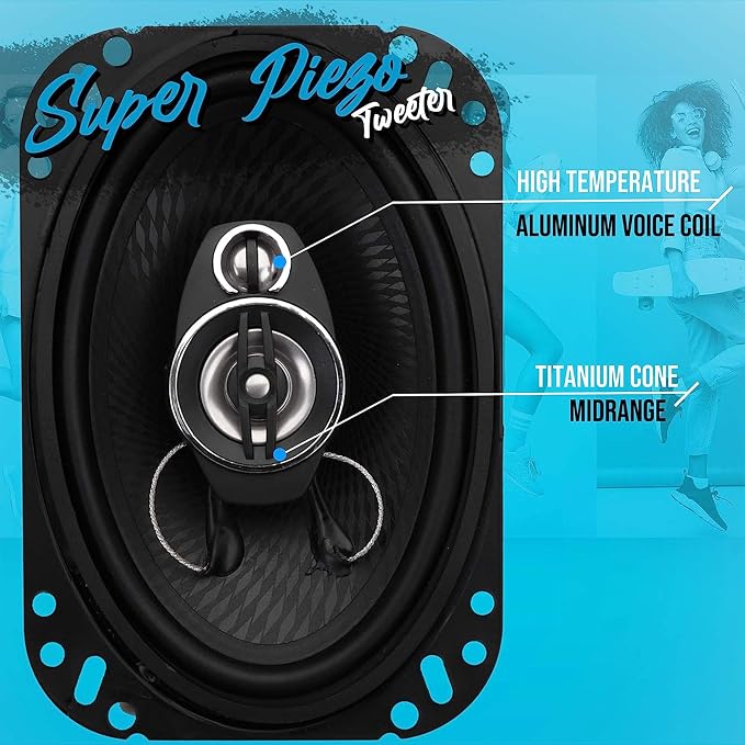 Pyle 4 Way 6x9 Inch 500 Watt Quadriaxial Loud Pro Audio Universal Quick Replacement Component Sound Speaker with Non-Fatiguing Butyl Rubber (Set of 2)
