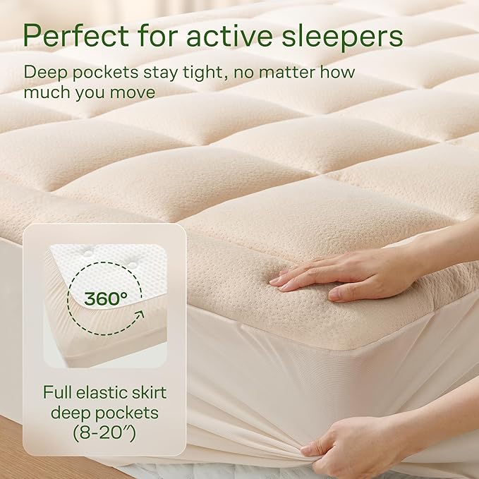 Niagara Sleep Solution Ultra Soft Twin Size Mattress Topper - Viscose Made from Bamboo Pillow Top Mattress Pad for Back Pain Relief - Naturally Cooling for Hot Sleepers, Beige