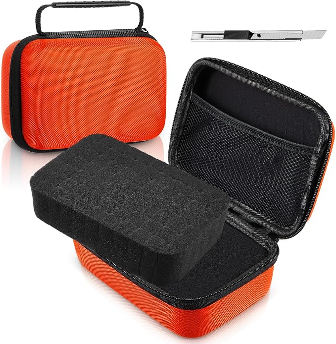 Relaxweex EVA Hard Case with Customizable Foam 7.8 x 6.3 x 3.5 Inch Protective EVA Carrying Case Shockproof Outdoor for Camera, Digital Products, Electronic Instruments with Knife, Orange