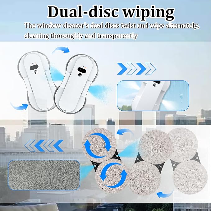 Window Cleaning Robot 5600Pa Strong Suction Automatic Glass Cleaner with 3 Cleaning Modes, 6.2cm Ultra-Thin Window Cleaner Robot for High-Rise Homes/Offices