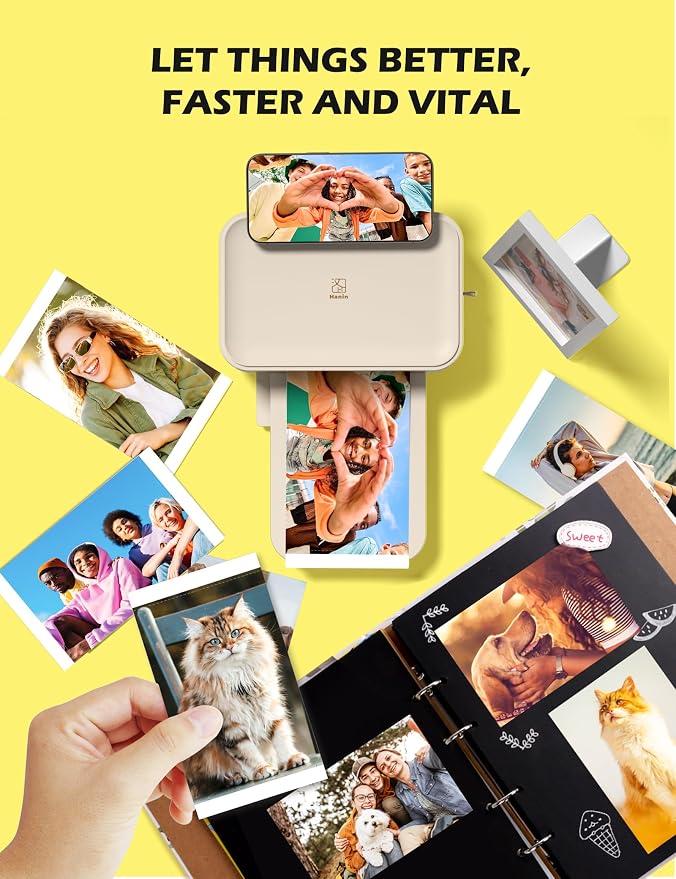iDPRT 4x6 Photo Printer, CP4100 Photo Printer for iPhone & Android with 108 Sheets & 2 Cartridges, Wi-Fi Wireless Portable Picture Printer, Instant Print Photos, Dye Sublimation, Beige